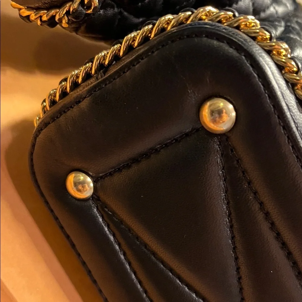 Moschino Black Quilted Mini Jacket Bag with Gold Chain Trim - Picture 9 of 14